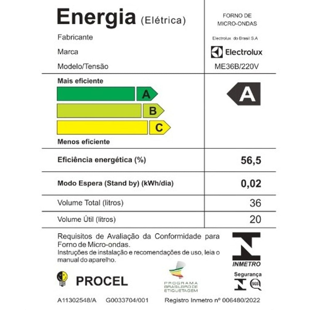 Micro-ondas Electrolux 36L Efficient com Descongelamento Assistido Branco 220V