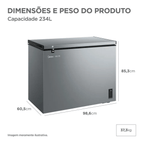 Freezer Horizontal Midea 234L MDRC321FFA Inverter Iluminação em LED Prata Bivolt