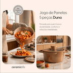 Jogo de Panelas Ceramic Life Brinox 5 Peças Indução Duna Terracota