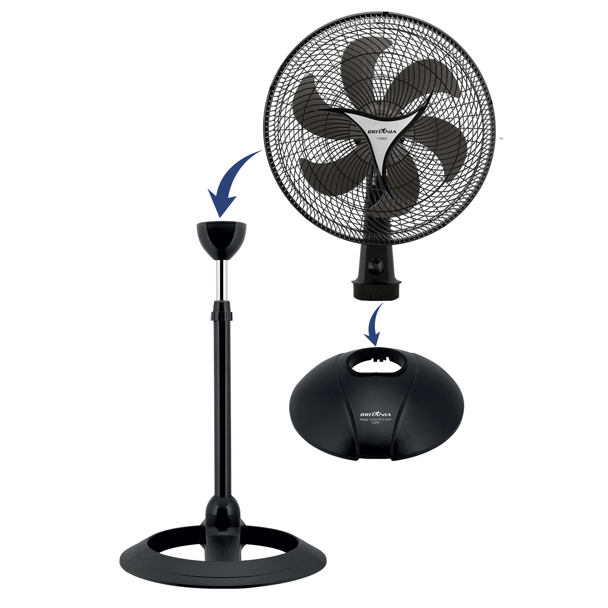 Ventilador de Coluna Britânia Mega Turbo 40 Six 3 Velocidades 40cm Preto 220V