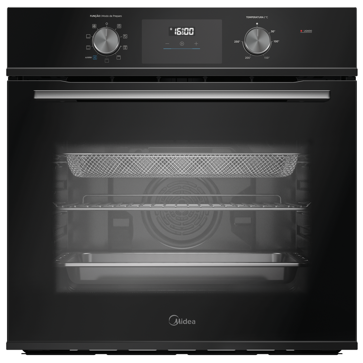 Forno de Embutir Elétrico Midea 80L TSD80P2 com Função AirFryer Preto 220V