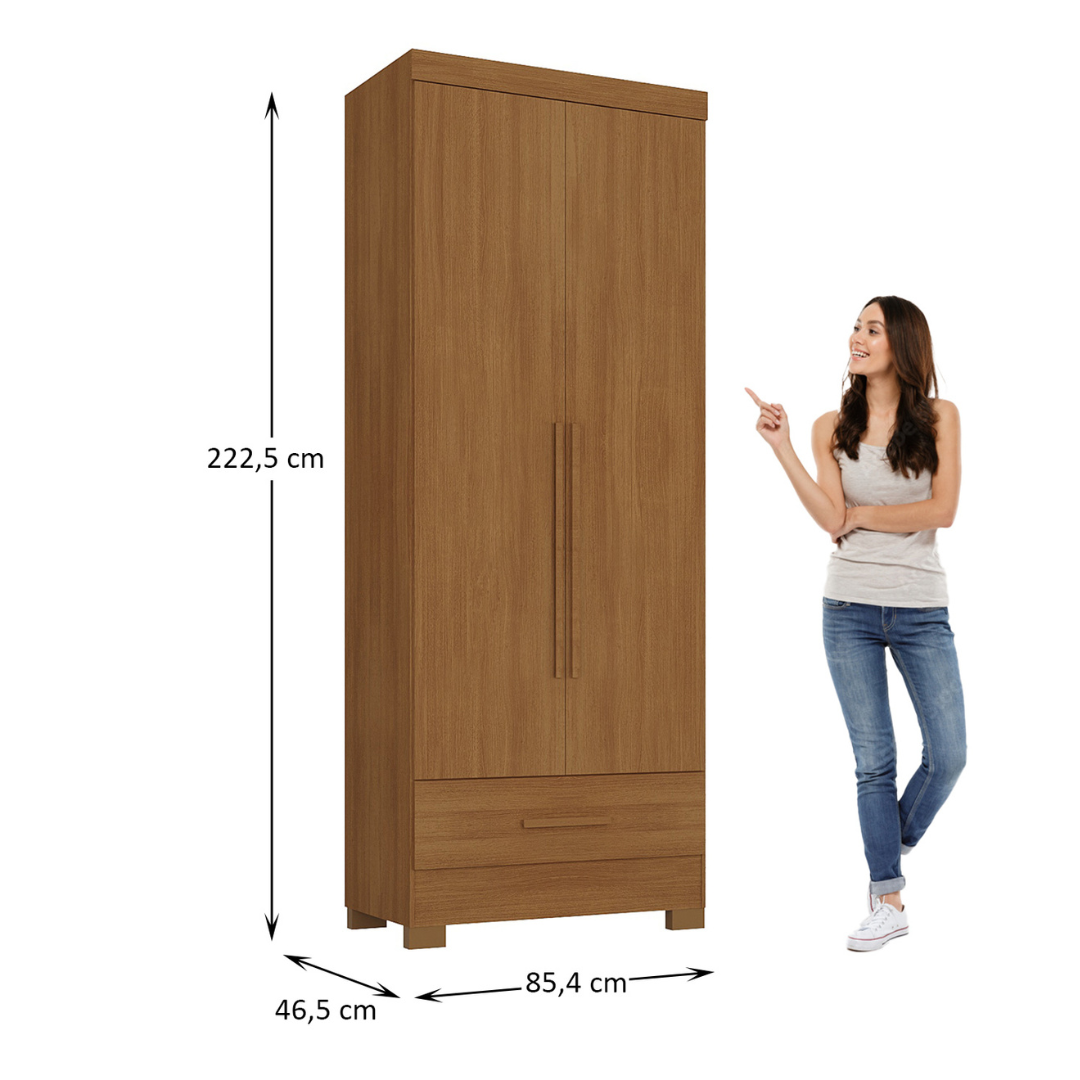 Roupeiro Smart Plus Rodial 85cm 2 Portas e 1 Gaveta Cinamomo
