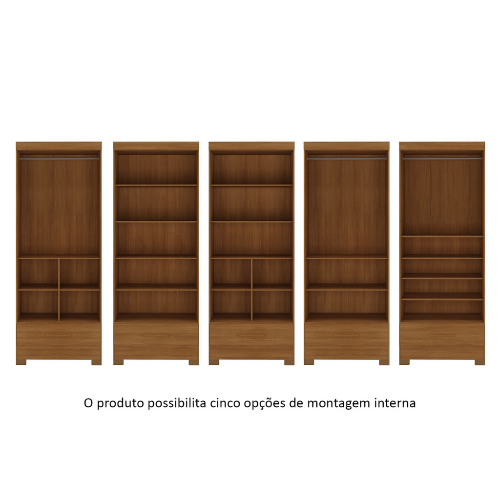 Roupeiro Smart Plus Rodial 85cm 2 Portas e 1 Gaveta Cinamomo