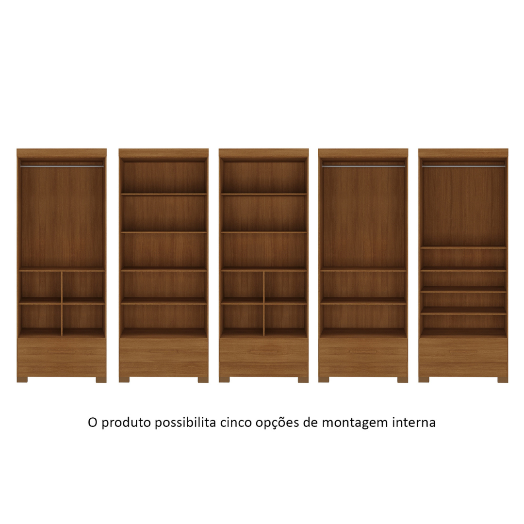 Roupeiro Smart Plus Rodial 85cm 2 Portas e 1 Gaveta Cinamomo