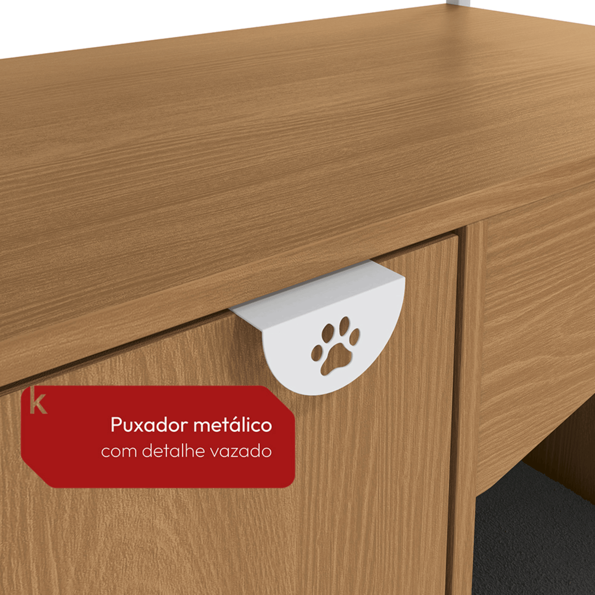 Aparador com Cama Pet LI061 Kappesberg 90cm 1 Porta Canela e Branco