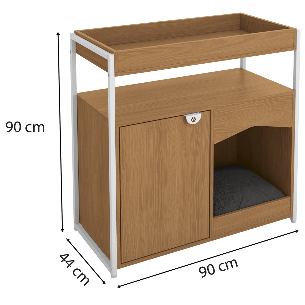 Aparador com Cama Pet LI061 Kappesberg 90cm 1 Porta Canela e Branco