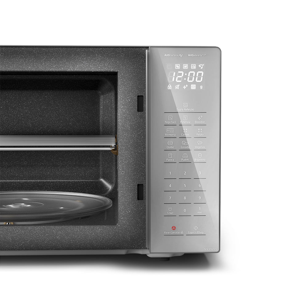 Micro-ondas Panasonic 34L Antiaderente Função Pega Fácil Inox 220V