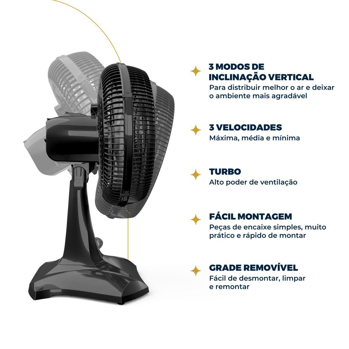 Ventilador de Mesa/Parede Britânia BVT301 30cm Preto 220V