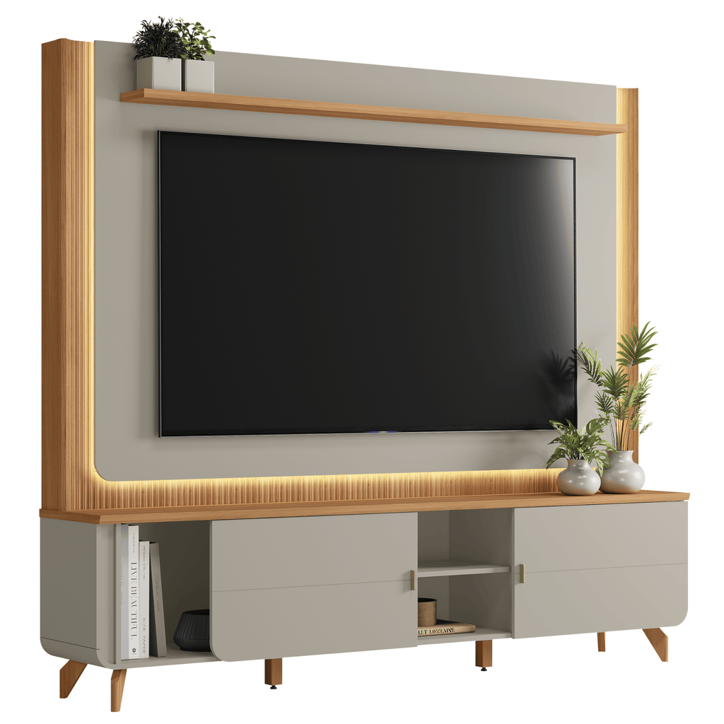 Home Milano 218cm Linea com Led Canela e Gris Fosco