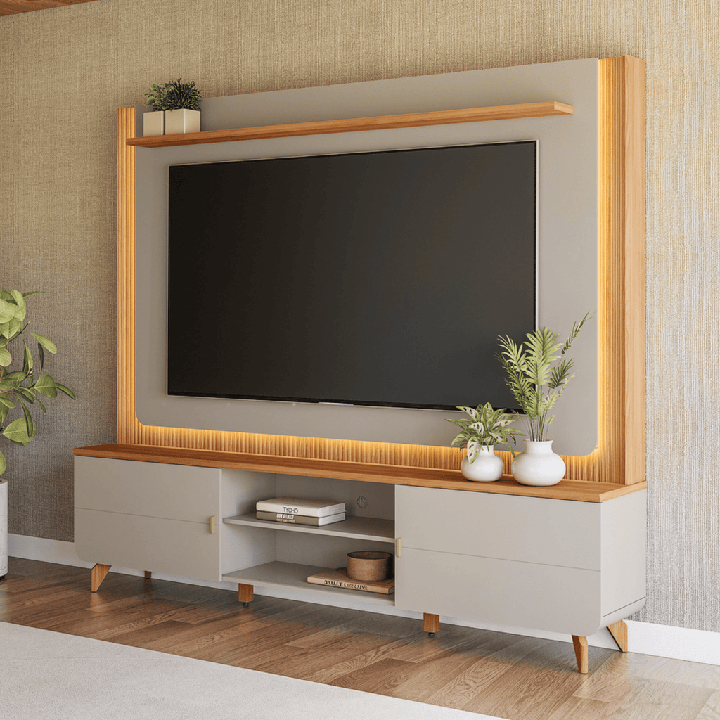Home Milano 218cm Linea com Led Canela e Gris Fosco