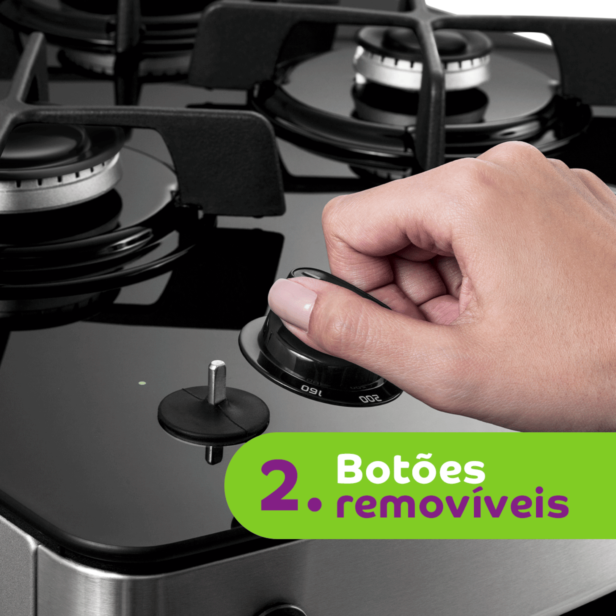 Fogão 4 Bocas Consul CFO4V Piso Mesa Vidro Inox Bivolt