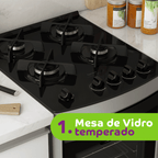 Fogão 4 Bocas Consul CFO4V Piso Mesa Vidro Inox Bivolt