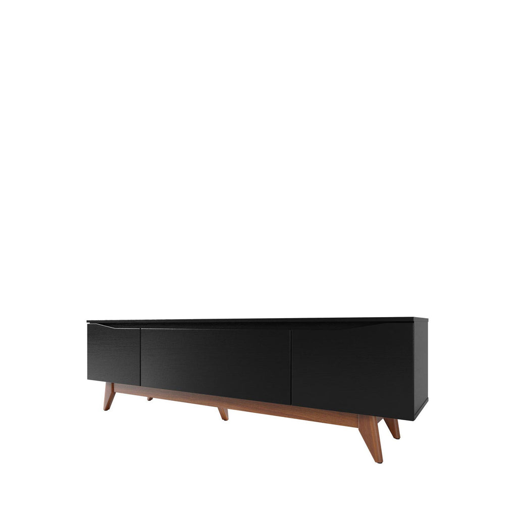 Rack Província Flynt 184cm 3 Portas Preto e Natural