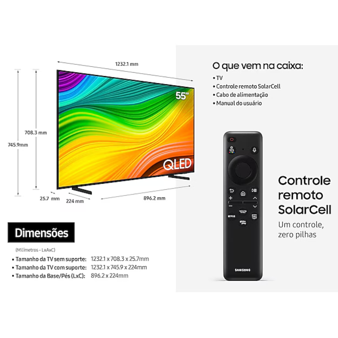 Smart TV QLED 55" 4K Samsung 55Q60D Smart Hub AirSlim Bivolt