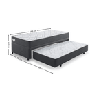 Conjunto Cama Box Adapto Solteiro Ecoflex 88x138x61cm Molas Ensacadas Grafite