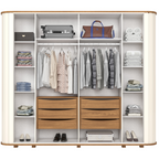 Roupeiro Premium Henn 270cm 6 Portas com Espelho Off White e Nature