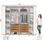 Roupeiro Premium Henn 270cm 6 Portas com Espelho Off White e Nature