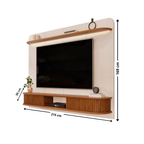 Painel Capri com Led 215cm DJ Móveis Off White e Freijó