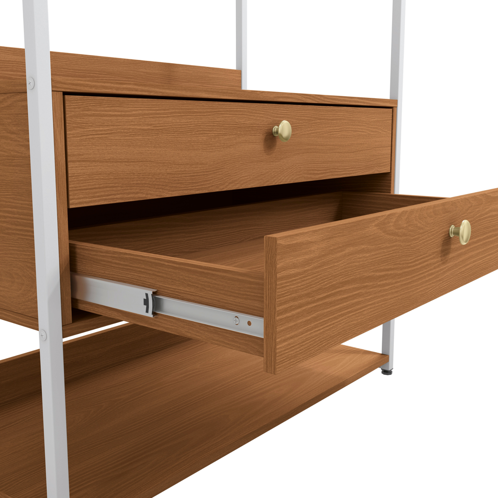 Armário Industrial Closet LI047 Kappesberg 89cm Cabideiro 2 Gavetas Canela e Branco