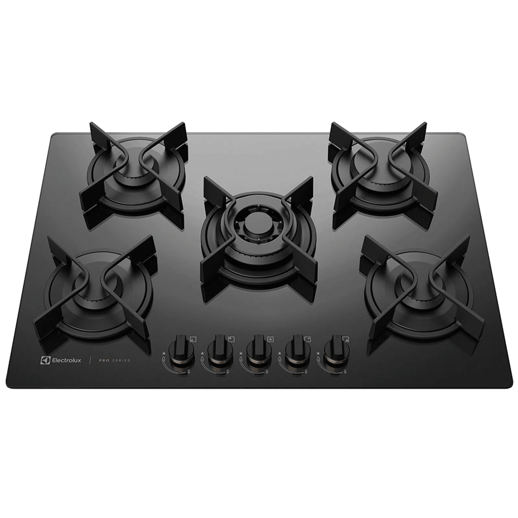 Cooktop à Gás Electrolux 5 Bocas GV75P Pro Séries Tripla Chama Vidro Preto Bivolt