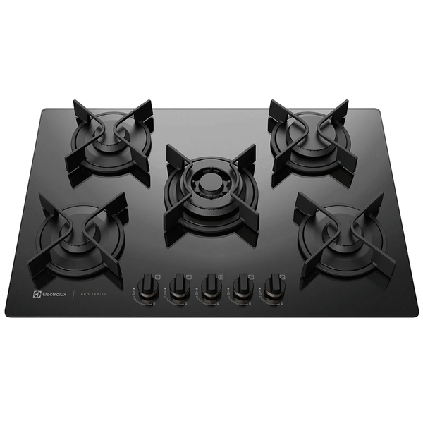 Cooktop à Gás Electrolux 5 Bocas GV75P Pro Séries Tripla Chama Vidro Preto Bivolt