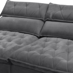 Sofá Albany 228cm Matielo 2 Assentos Retráteis com Encostos Reclináveis Veludo Cinza
