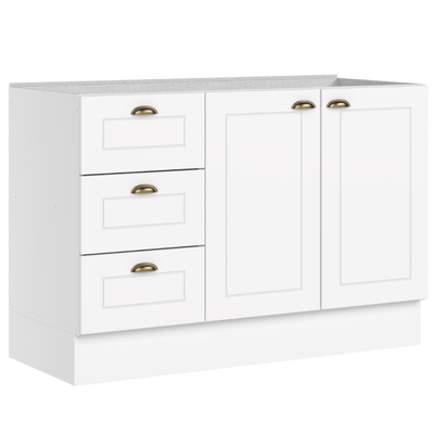 Balcão de Cozinha Americana Henn 100% MDF 2 Portas 3 Gavetas 120cm Branco HP