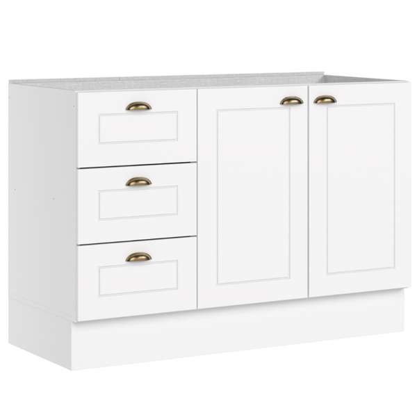 Balcão de Cozinha Americana Henn 100% MDF 2 Portas 3 Gavetas 120cm Branco HP