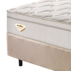 Conjunto Cama Box High Spring King Size Ecoflex 193x203x70cm Molas Superlastic Bege