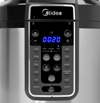 Panela de Pressão Elétrica Midea 6L Digital MasterSteam PPG70S2 Inox/Preto 220V