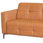 Sofá Living Hamilton 200cm Konfort Pés Metal Preto Courino Caramelo