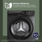 Lavadora de Roupas Electrolux 12KG LFC12 Lavagem Inteligente Inverter com Água Quente Cinza Ônix 220V
