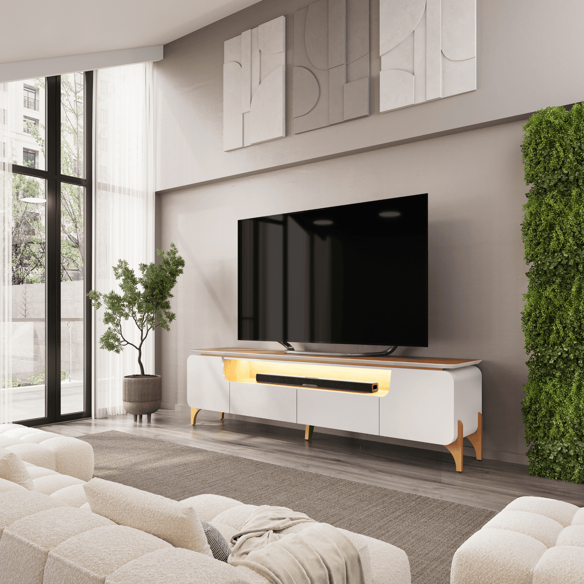 Rack Alicia para TV de até 75" DJ Móveis 224cm 100% MDF Bali e Cedro