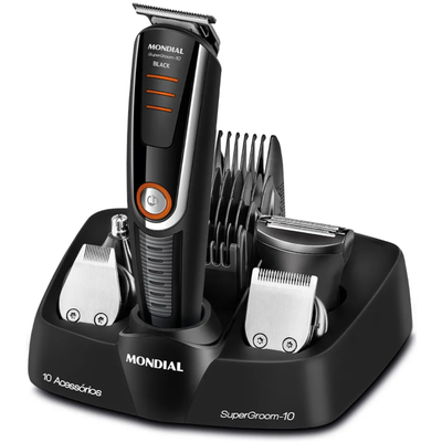 Aparador de Pelos BG-16 Mondial Super Groom 10 em 1 Preto e Laranja Bivolt