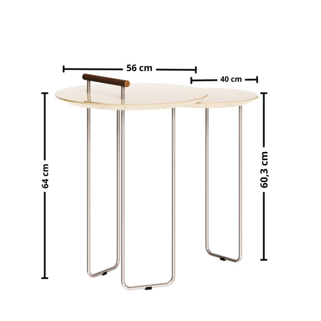 Mesa Dupla Side Lateral Imcal Pés em Metal Off White