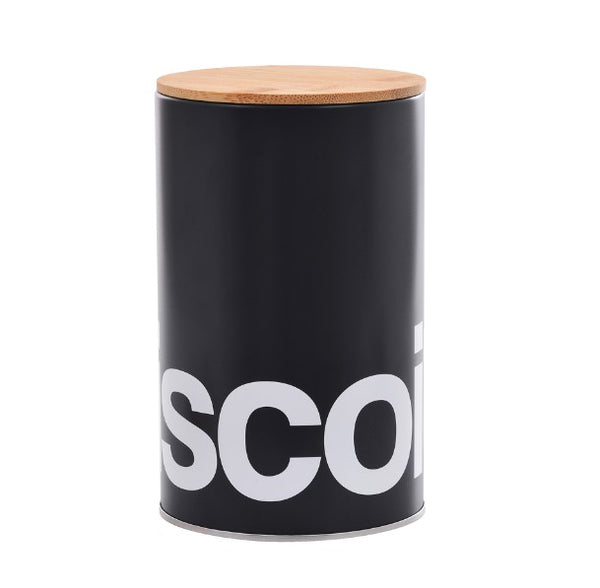 Lata de Biscoito  de Metal Gusto 1500ml Preto