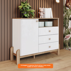 Cômoda Ternura Henn 110cm 1 Porta 3 Gavetas Branco e Jequitibá