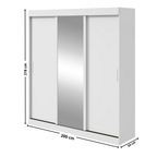 Roupeiro Saion Lopas 200cm 3 Portas Correr com Espelho  Branco