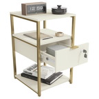 Mesa de Cabeceira Industrial Kappesberg LI046 Off White e Dourado