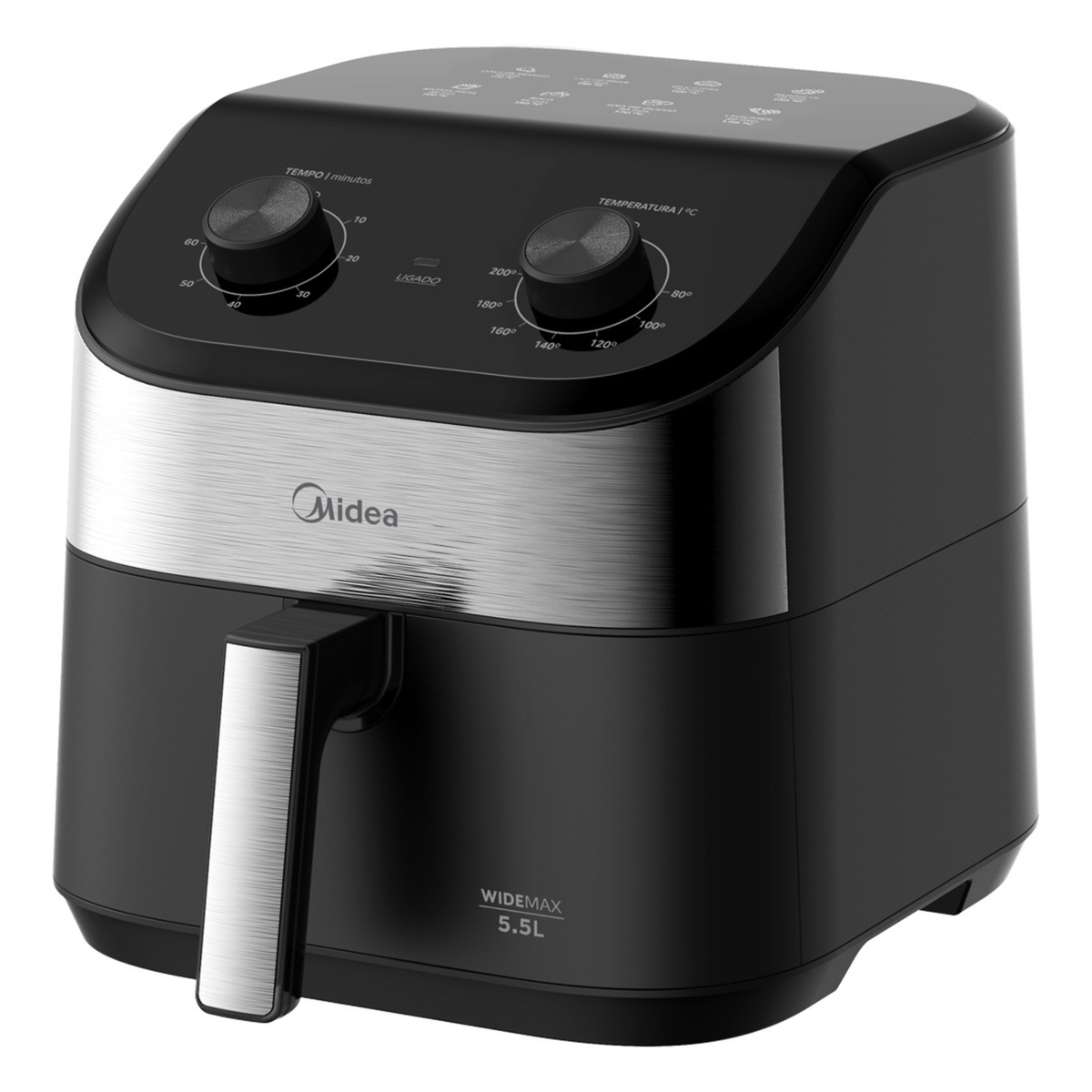 Fritadeira Elétrica Sem Óleo Air Fryer 5,5L Midea Widemax Preto e Inox 220V