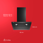 Coifa de Parede Fischer Platinium 60cm Controle por Gesto Preto 220V