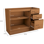 Balcão Kappesberg Ciela 120cm 2 Portas 3 Gavetas Canela