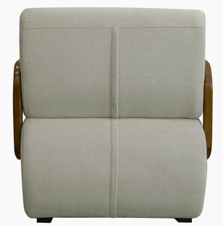 Poltrona Kiev 72cm Konfort Braços em Madeira Linho Cappuccino