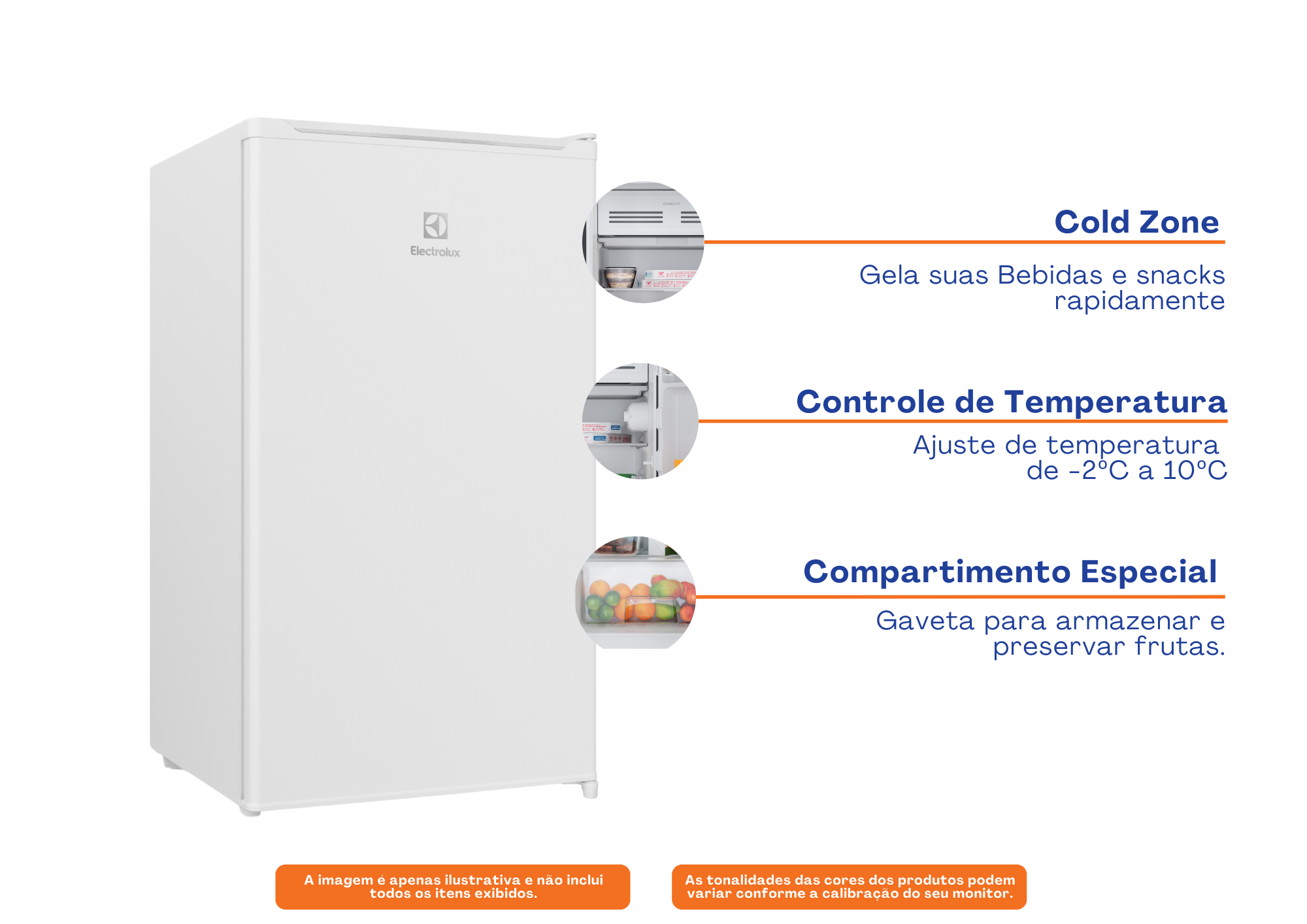 Frigobar Electrolux 90L Efficient EM90 com Controle de Temperatura -2ºC a 10ºC Branco 220V