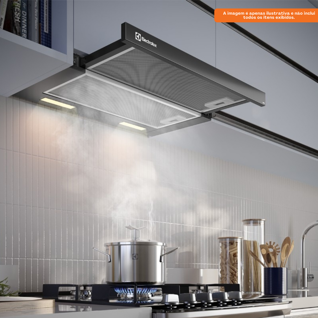 Depurador de Ar de Embutir Electrolux Efficient 60cm DE6RB Retrátil Preto 220V