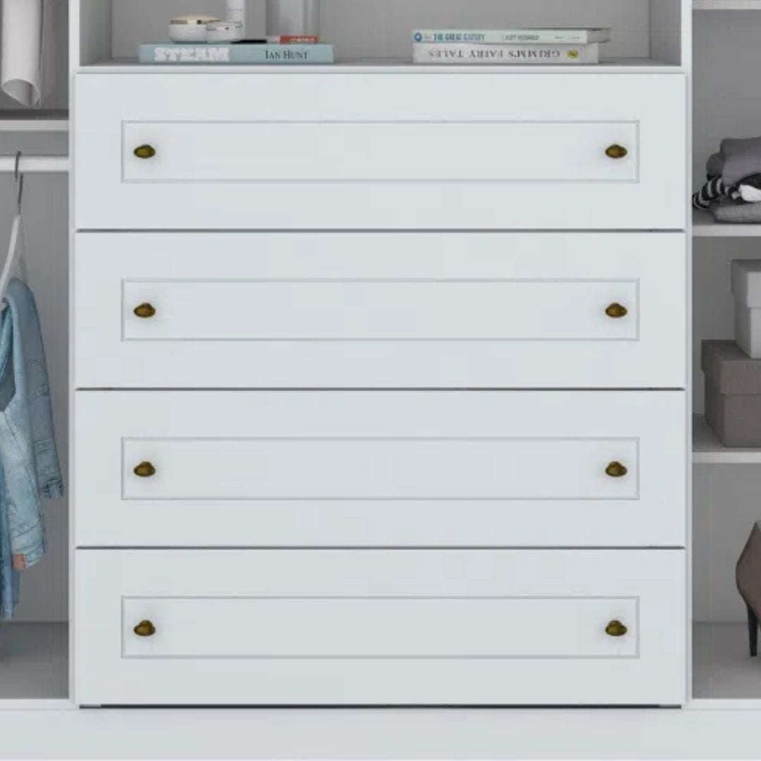 Roupeiro Americano Henn 262cm 6 Portas 4 Gavetas Branco