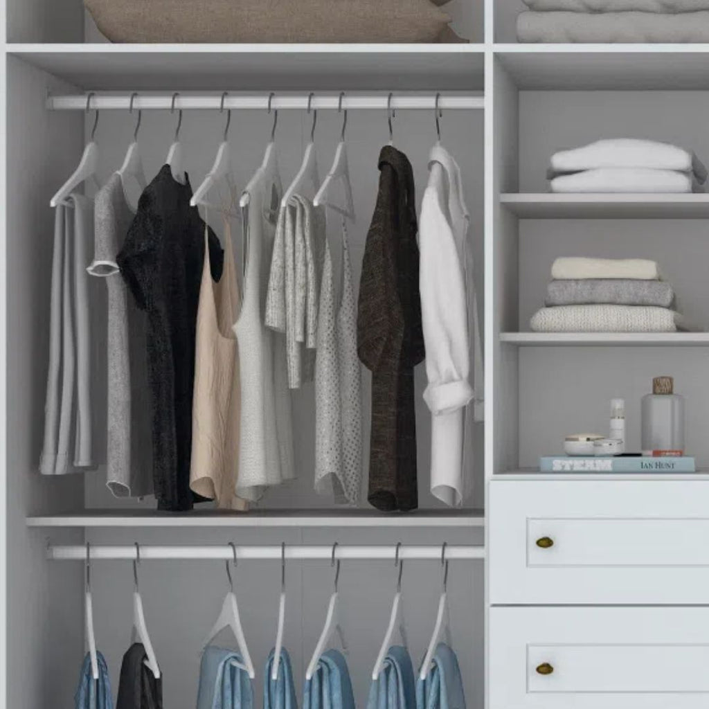 Roupeiro Americano Henn 262cm 6 Portas 4 Gavetas Branco