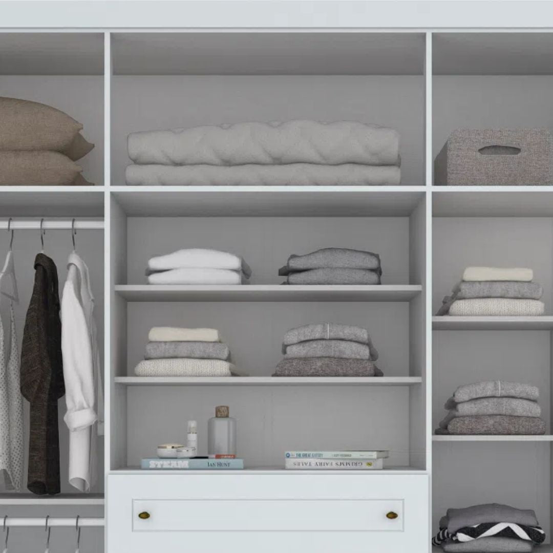 Roupeiro Americano Henn 262cm 6 Portas 4 Gavetas Branco
