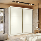 Roupeiro T592 Kappesberg 220cm 2 Portas Correr Flex Off White e Canela