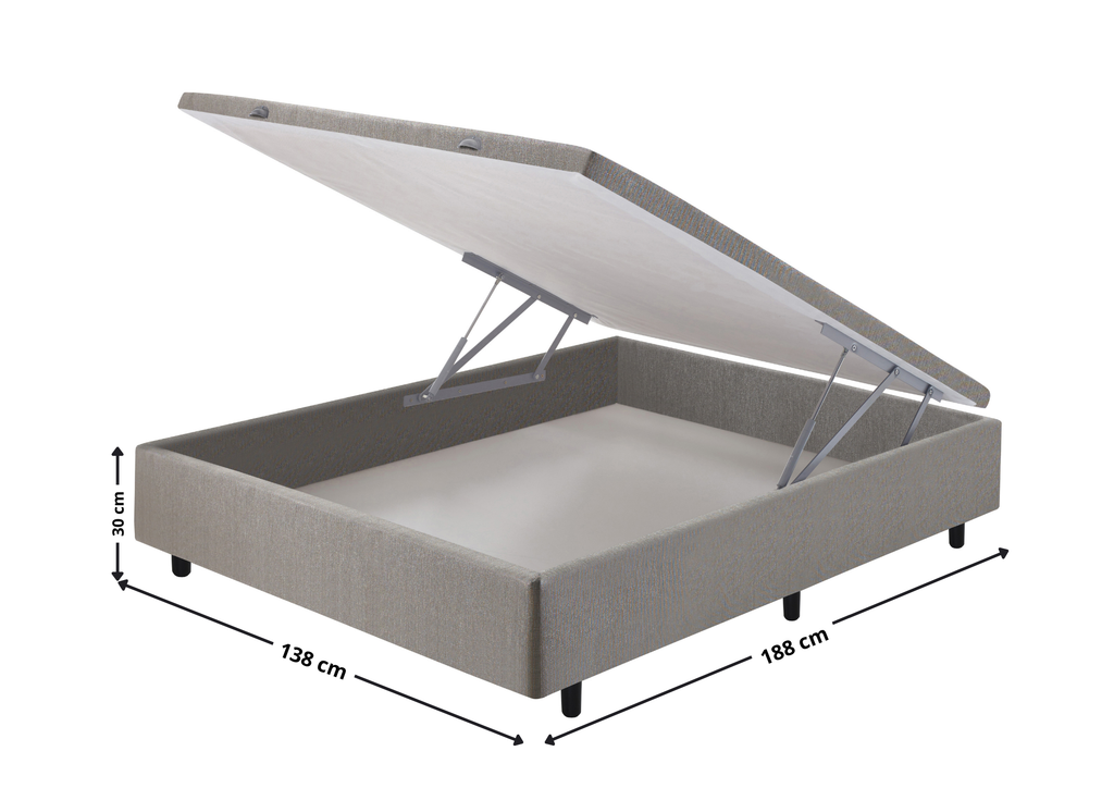 Base Baú Para Colchão Ecoflex Casal 138x188x30cm Cinza Chumbo